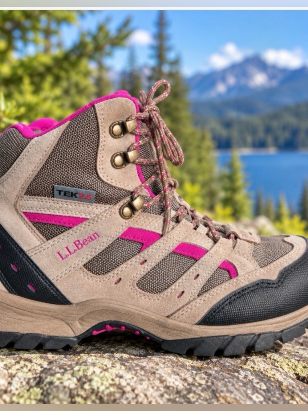 L.L.Bean Women’s TEK 2.5 Waterproof Hiking Boots Beige Pink